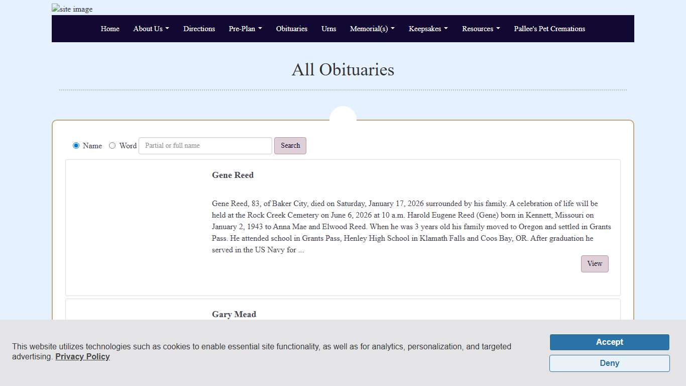 All Obituaries Tami's Pine Valley Funeral Home and Cremation Services Halfway, OR