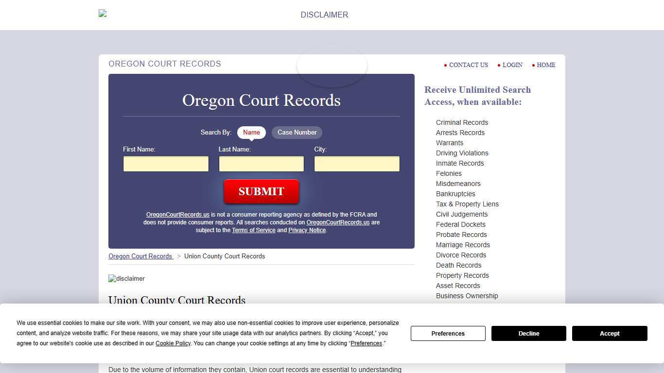 Union County Court Records OregonCourtRecords.us