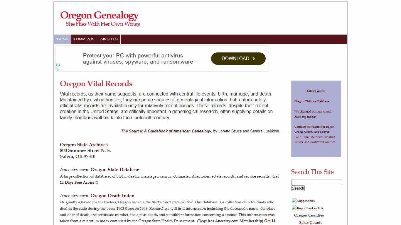 Oregon Vital Records